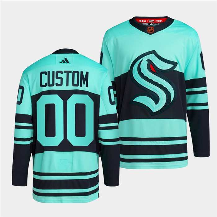 Mens Seattle Kraken Custom Ice Blue 2022-23 Reverse Retro Stitched Jersey